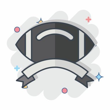 Simge Kurdele Sancağı. Rugby sembolüyle ilgili. Çizgi roman. Basit tasarım çizimi