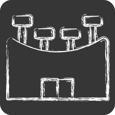 Icon Stadyumu. Rugby sembolüyle ilgili. Tebeşir stili. Basit tasarım çizimi