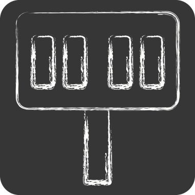 Simge Skor tabelası. Rugby sembolüyle ilgili. Tebeşir stili. Basit tasarım çizimi