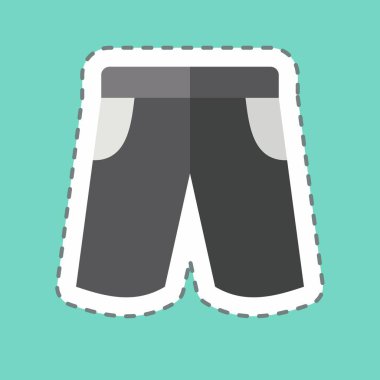 Çıkartma çizgisi şortu kesti. Rugby sembolüyle ilgili. Basit tasarım çizimi