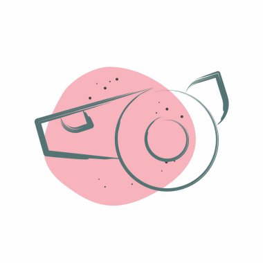 Simge Düdüğü. Rugby sembolüyle ilgili. Renkli Leke Biçimi. Basit tasarım çizimi