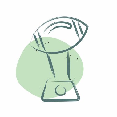 Simge Kupası. Rugby sembolüyle ilgili. Renkli Leke Biçimi. Basit tasarım çizimi