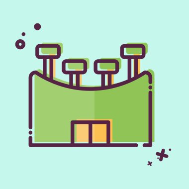 Icon Stadyumu. Rugby sembolüyle ilgili. MBE tarzı. Basit tasarım çizimi