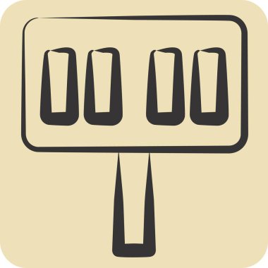 Simge Skor tabelası. Rugby sembolüyle ilgili. El çizimi tarzı. Basit tasarım çizimi