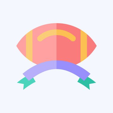 Simge Kurdele Sancağı. Rugby sembolüyle ilgili. Düz stil. Basit tasarım çizimi