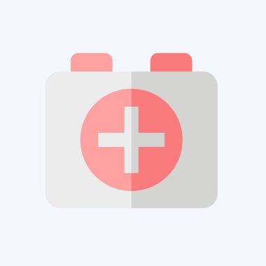 Simge ilk yardım kiti. Rugby sembolüyle ilgili. Düz stil. Basit tasarım çizimi