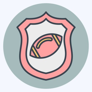 Simge Kalkanı. Rugby sembolüyle ilgili. renk arkadaşı stili. Basit tasarım çizimi