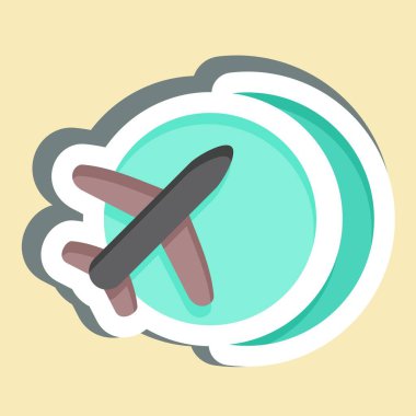 Uluslararası Çıkartma Uçuşu. Havalimanı sembolüyle ilgili. Basit tasarım çizimi