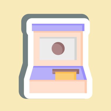 Etiket ATM 'si. Havalimanı sembolüyle ilgili. Basit tasarım çizimi