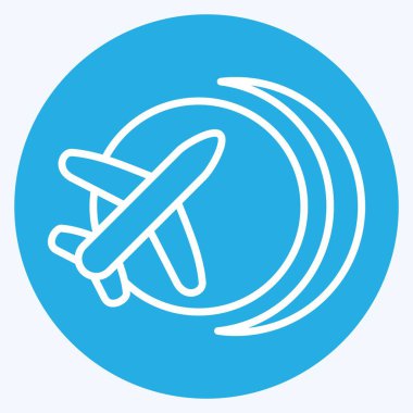 Icon Uluslararası Uçuş. Havalimanı sembolüyle ilgili. Mavi gözlü. Basit tasarım çizimi