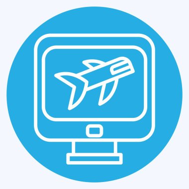 Simge Uçuş Kontrolü. Havalimanı sembolüyle ilgili. Mavi gözlü. Basit tasarım çizimi