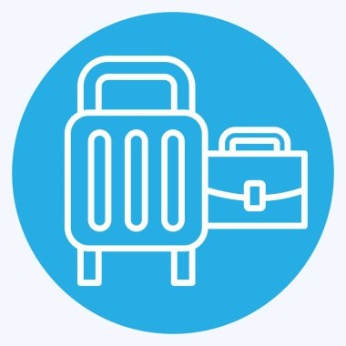 Simge bagajı. Havalimanı sembolüyle ilgili. Mavi gözlü. Basit tasarım çizimi