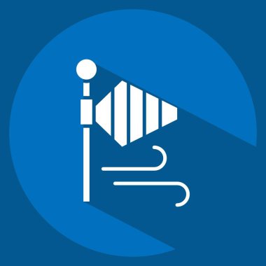 Simge Rüzgarı. Havalimanı sembolüyle ilgili. Uzun gölge tarzı. Basit tasarım çizimi