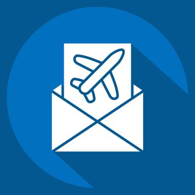 Simge Posta Doğrulaması. Havalimanı sembolüyle ilgili. Uzun gölge tarzı. Basit tasarım çizimi