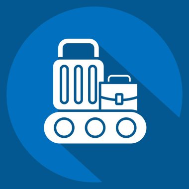 Simge Taşıyıcı Kuşağı. Havalimanı sembolüyle ilgili. Uzun gölge tarzı. Basit tasarım çizimi