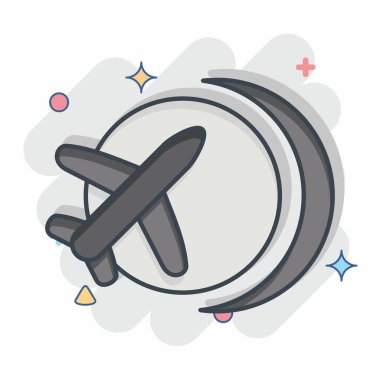 Icon Uluslararası Uçuş. Havalimanı sembolüyle ilgili. Çizgi roman. Basit tasarım çizimi