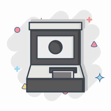 Simge ATM 'si. Havalimanı sembolüyle ilgili. Çizgi roman. Basit tasarım çizimi