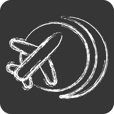 Icon Uluslararası Uçuş. Havalimanı sembolüyle ilgili. Tebeşir stili. Basit tasarım çizimi