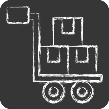 Simge Kargo. Havalimanı sembolüyle ilgili. Tebeşir stili. Basit tasarım çizimi