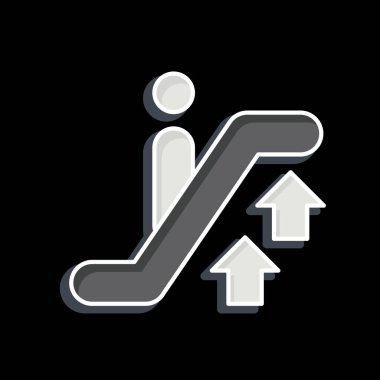 Icon Yürüyen Merdiven. Havalimanı sembolüyle ilgili. Parlak bir stil. Basit tasarım çizimi