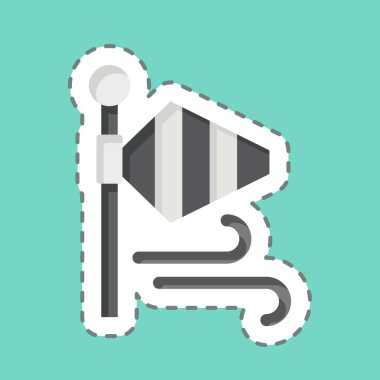 Çıkartma çizgisi Rüzgâr 'ı kesti. Havalimanı sembolüyle ilgili. Basit tasarım çizimi