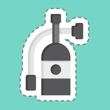 Çıkartma hattı yangın söndürücüyü kesti. Havalimanı sembolüyle ilgili. Basit tasarım çizimi