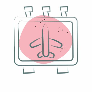 Simge Bilgisi. Havalimanı sembolüyle ilgili. Renkli Leke Biçimi. Basit tasarım çizimi