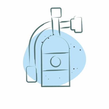 Simge Söndürücü. Havalimanı sembolüyle ilgili. Renkli Leke Biçimi. Basit tasarım çizimi