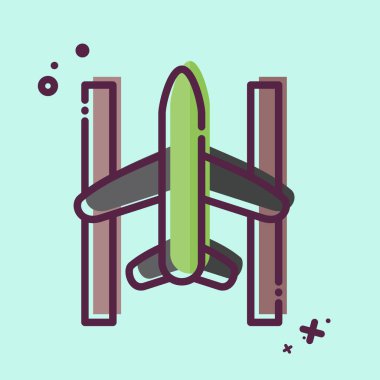 Simge pisti. Havalimanı sembolüyle ilgili. MBE tarzı. Basit tasarım çizimi