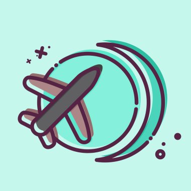 Icon Uluslararası Uçuş. Havalimanı sembolüyle ilgili. MBE tarzı. Basit tasarım çizimi