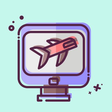 Simge Uçuş Kontrolü. Havalimanı sembolüyle ilgili. MBE tarzı. Basit tasarım çizimi