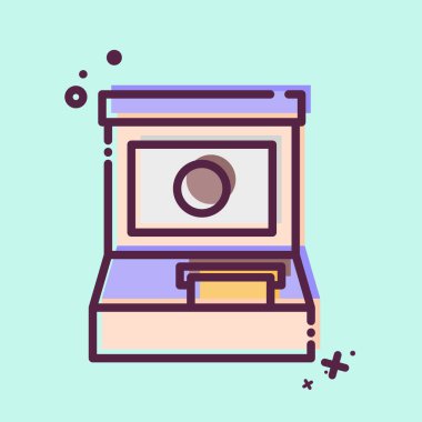 Simge ATM 'si. Havalimanı sembolüyle ilgili. MBE tarzı. Basit tasarım çizimi