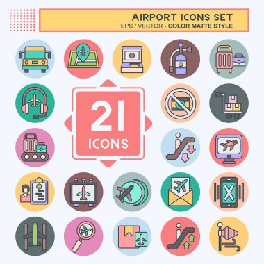 Simge Havalimanı. Havalimanı sembolüyle ilgili. renk arkadaşı stili. Basit tasarım çizimi