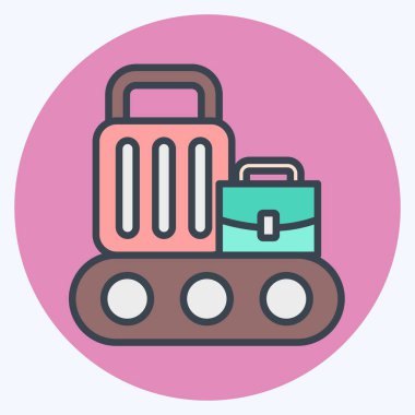 Simge Taşıyıcı Kuşağı. Havalimanı sembolüyle ilgili. renk arkadaşı stili. Basit tasarım çizimi