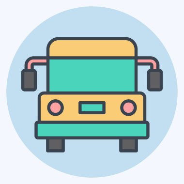 Icon Havaalanı Otobüsü. Havalimanı sembolüyle ilgili. renk arkadaşı stili. Basit tasarım çizimi