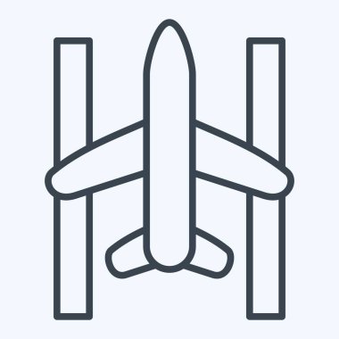 Simge pisti. Havalimanı sembolüyle ilgili. Sıra tarzı. Basit tasarım çizimi