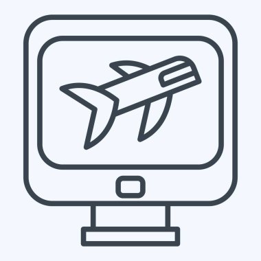 Simge Uçuş Kontrolü. Havalimanı sembolüyle ilgili. Sıra tarzı. Basit tasarım çizimi