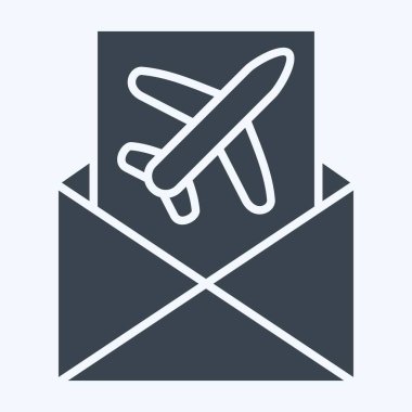 Simge Posta Doğrulaması. Havalimanı sembolüyle ilgili. Kabartma tarzı. Basit tasarım çizimi