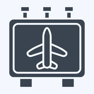 Simge Bilgisi. Havalimanı sembolüyle ilgili. Kabartma tarzı. Basit tasarım çizimi