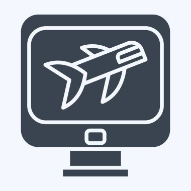 Simge Uçuş Kontrolü. Havalimanı sembolüyle ilgili. Kabartma tarzı. Basit tasarım çizimi