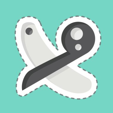 Çıkartma çizgisi Cetvel 'i kesti. Dikiş sembolüyle ilgili. Basit tasarım çizimi