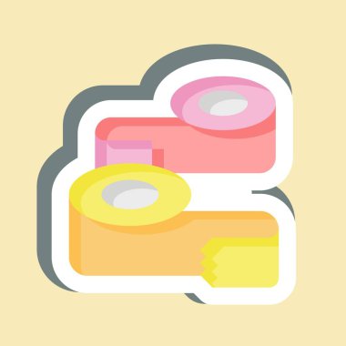 Çıkartma yapıştırıcısı. Dikiş sembolüyle ilgili. Basit tasarım çizimi