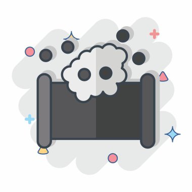 Simge Vuruşu. Dikiş sembolüyle ilgili. Çizgi roman. Basit tasarım çizimi