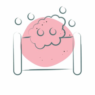 Simge Vuruşu. Dikiş sembolüyle ilgili. Renkli Leke Biçimi. Basit tasarım çizimi