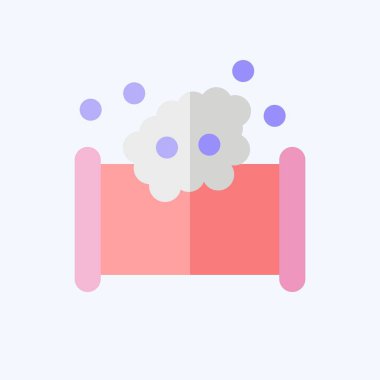 Simge Vuruşu. Dikiş sembolüyle ilgili. Düz stil. Basit tasarım çizimi