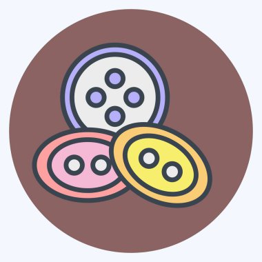 Simge Düğmeleri. Dikiş sembolüyle ilgili. renk arkadaşı stili. Basit tasarım çizimi