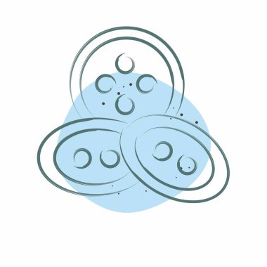 Simge Düğmeleri. Dikiş sembolüyle ilgili. Renkli Leke Biçimi. Basit tasarım çizimi