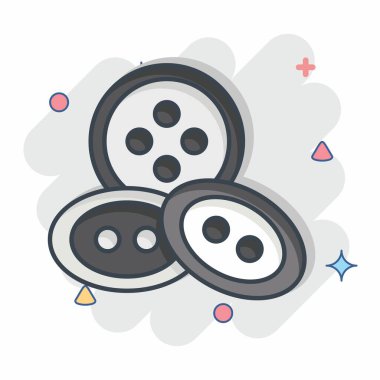 Simge Düğmeleri. Dikiş sembolüyle ilgili. Çizgi roman. Basit tasarım çizimi