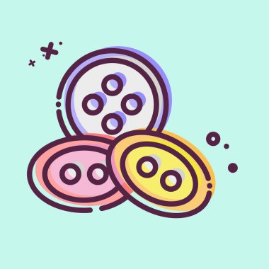 Simge Düğmeleri. Dikiş sembolüyle ilgili. MBE tarzı. Basit tasarım çizimi