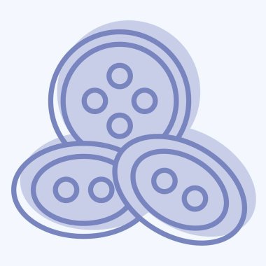 Simge Düğmeleri. Dikiş sembolüyle ilgili. İki ton stili. Basit tasarım çizimi